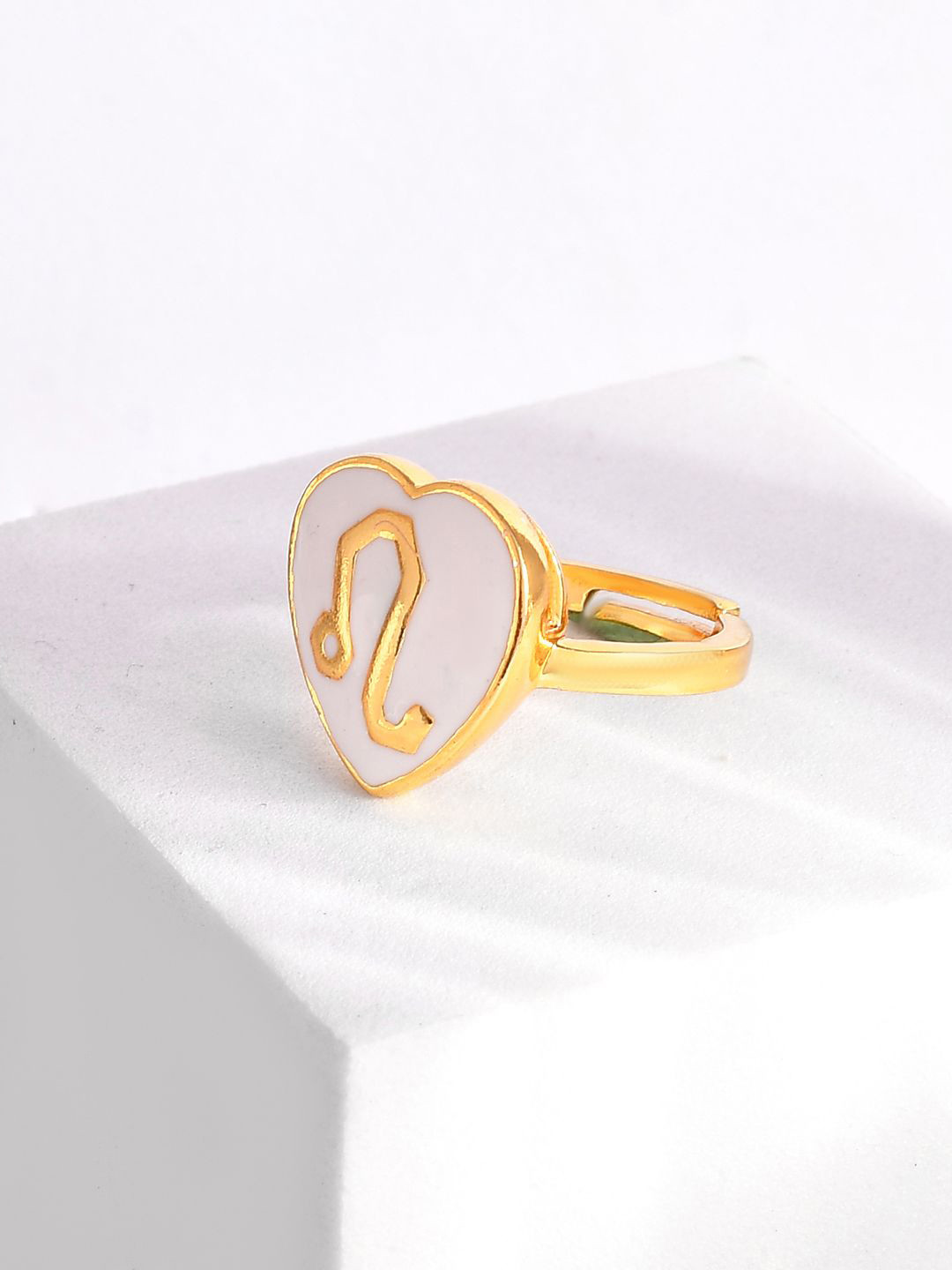 Voylla Gold-Plated Zodiac Leo Enamel Ring