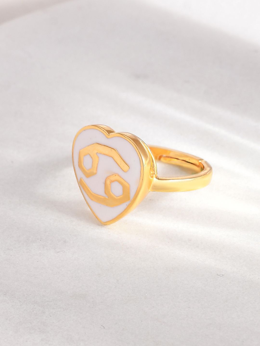 Voylla Gold-Plated Zodiac Cancer Enamel Finger Ring