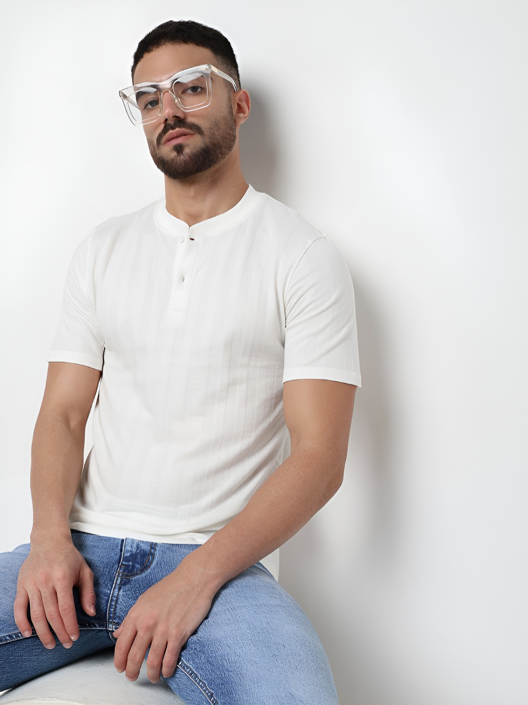 R&B Men Henley Neck T-shirt