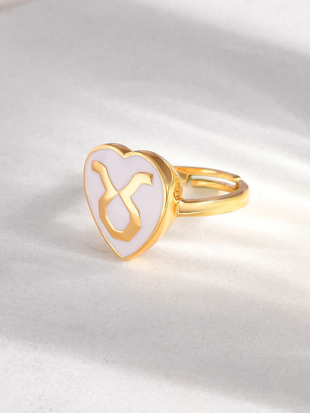 Voylla Gold-Plated Zodiac Taurus Enamel Finger Ring