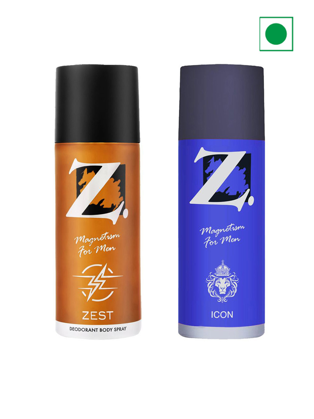 Z-MAGNETISM FOR MEN Set Of 2 Zest & Icon Deodorant Body Spray - 150ml(100g) Each