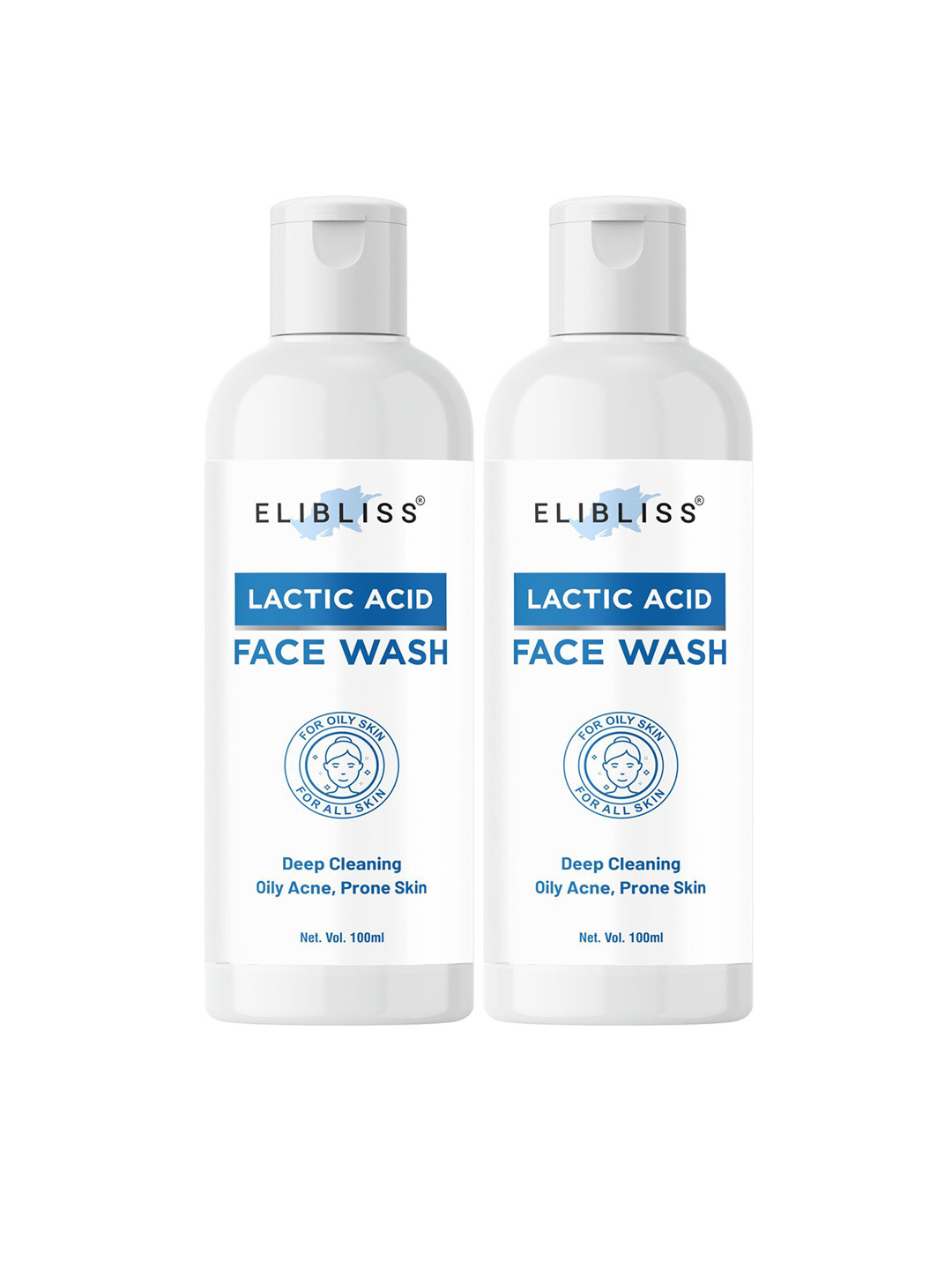 ELIBLISS Set Of 2 Lactic Acid Face Wash For Deep Cleansing - 100ml Each