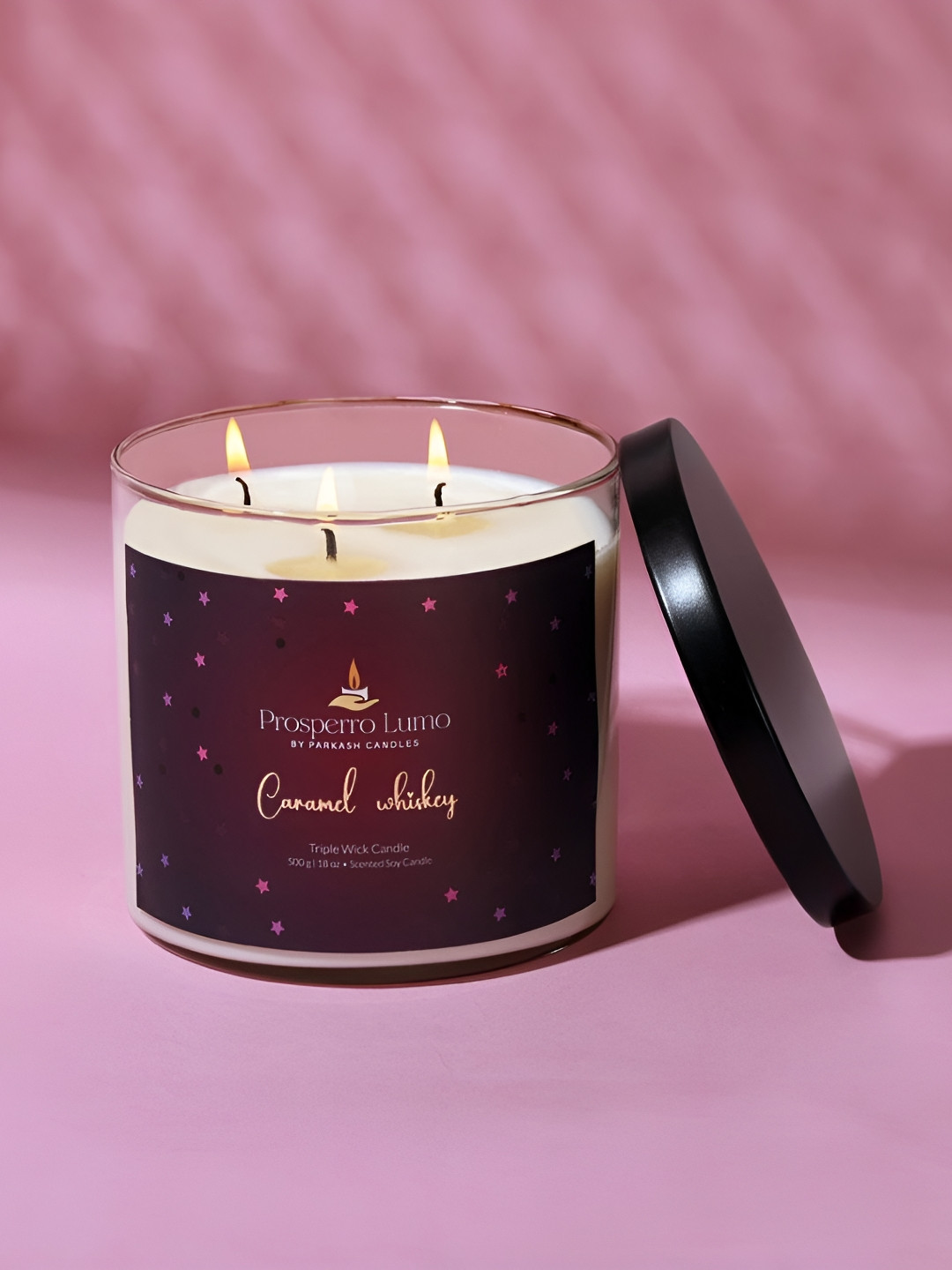 Parkash Candles Premium Soy Wax Luxury Aroma Votive 3 Wick Caramel & Whiskey Jar Candles