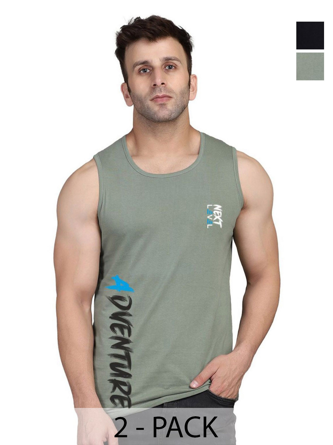 SLOWLORIS Men Pack Of 2 Typography Printed Round Neck Cotton Slim Fit T-shirts