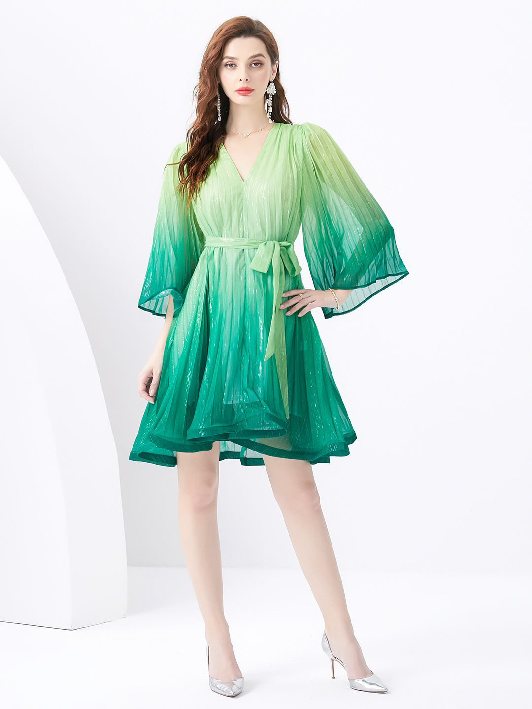 JC Collection Flared Sleeve Fit & Flare Ombre Dress