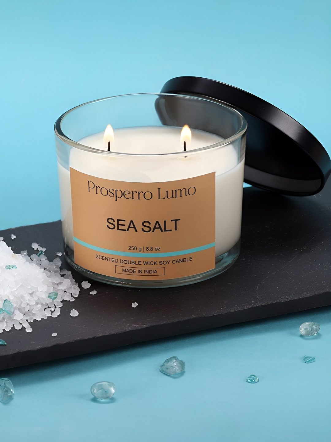 Parkash Candles Premium Soy Wax Luxury Aroma Votive 2 Wick Sea Salt Jar Candles