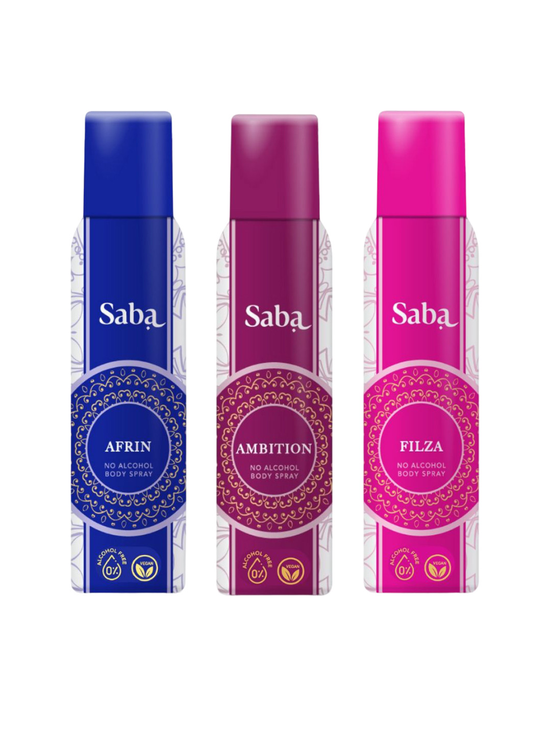 Saba Pack Of 3 Women Afrin, Filza & Ambition Deodorant Body Spray - 150ml Each