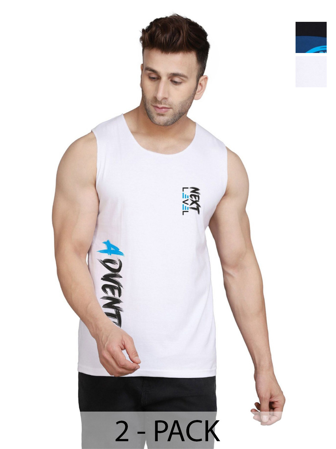 SLOWLORIS Men Pack Of 2 Typography Printed Round Neck Cotton Slim Fit T-shirts