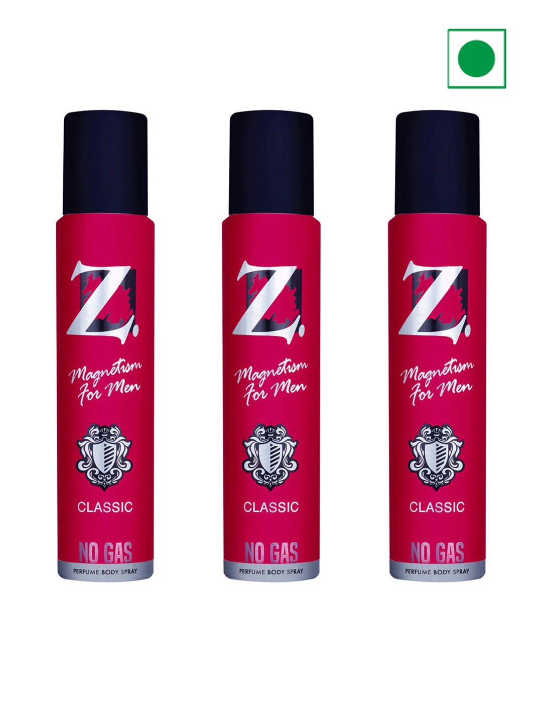 Z-MAGNETISM FOR MEN Classic Set Of 3 Long Lasting Deodorant Body Spray - 120ml(99g) Each