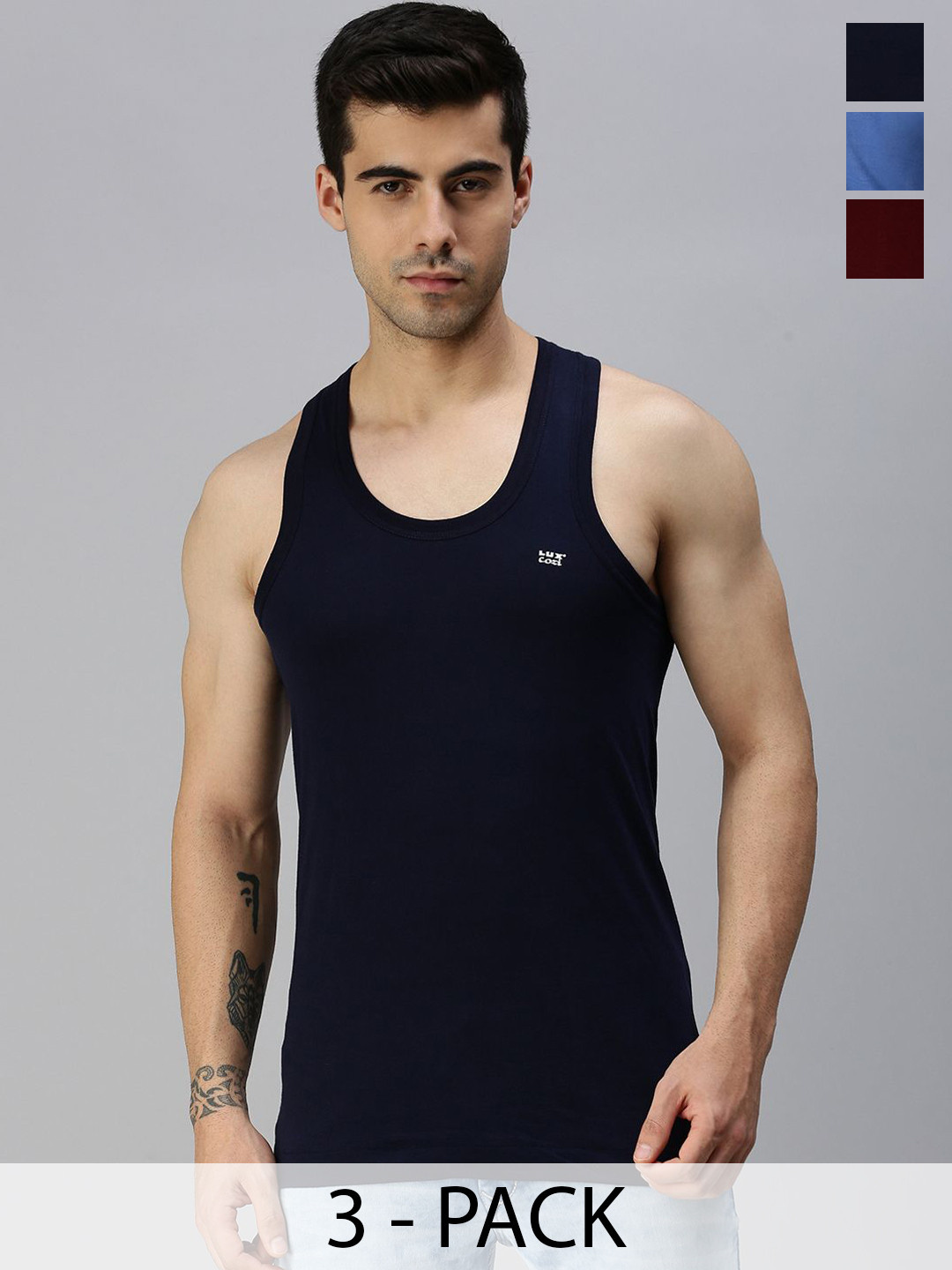 Lux Cozi Pack Of 3 Assorted Innerwear Vests COZI_COL_RN_AST4_3PC