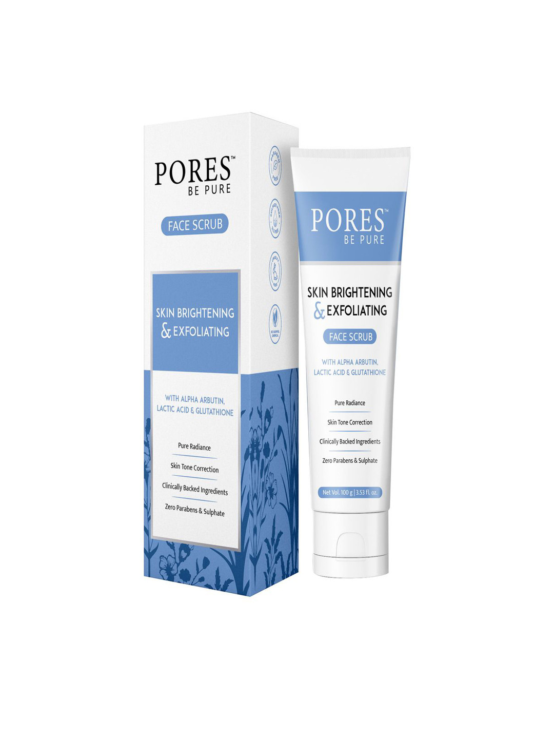PORES Be Pure 2-Pc Skin Brightening & Exfoliating Face Scrub with Glutathione - 100 g each