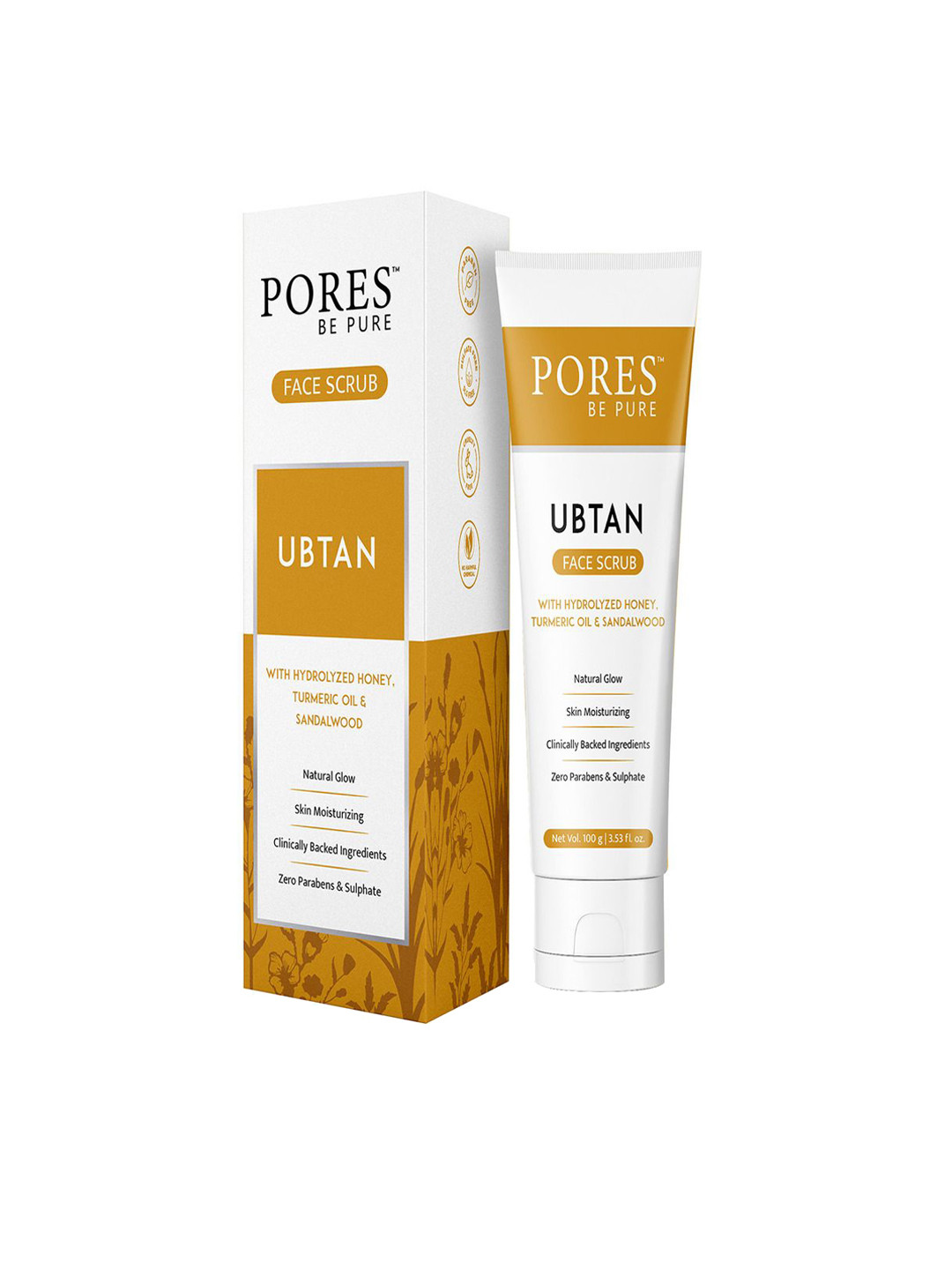 PORES Be Pure Ubtan Detan Face Scrub with Turmeric Oil & Sandalwood - 100 g