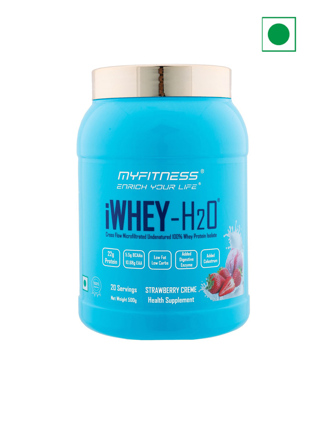 iWhey H2O Whey Protein Powder Strawberry Creme 500g - 20 Servings