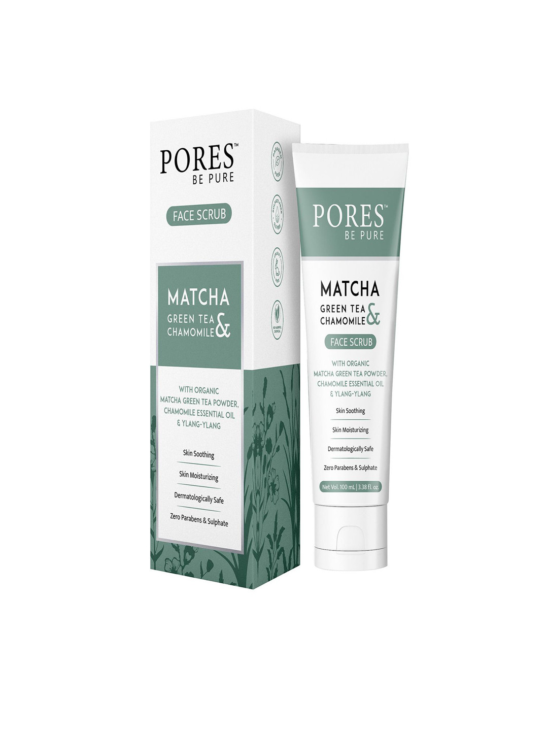 PORES Be Pure Set of 3 Matcha Green Tea & Chamomile Gel Face Scrub - 100 ml each