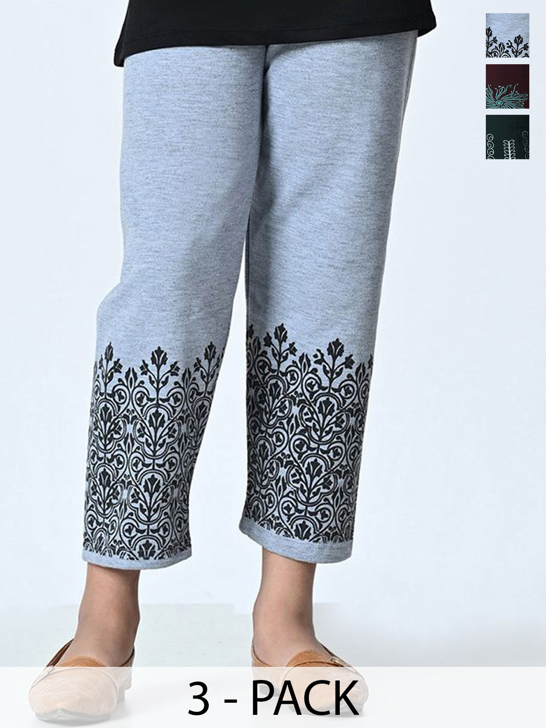 BAESD Girls Pack Of 3 Printed Regular Fit Warm Pyjamas