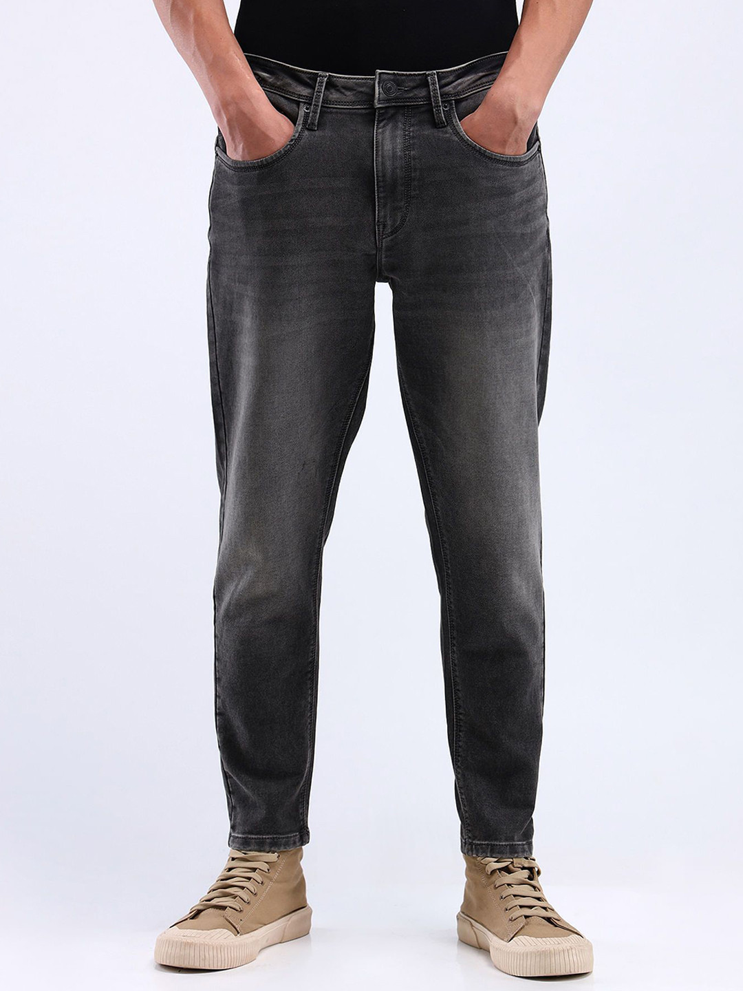Flying Machine Men Mankle Tapered Fit Heavy Fade Stretchable Jeans