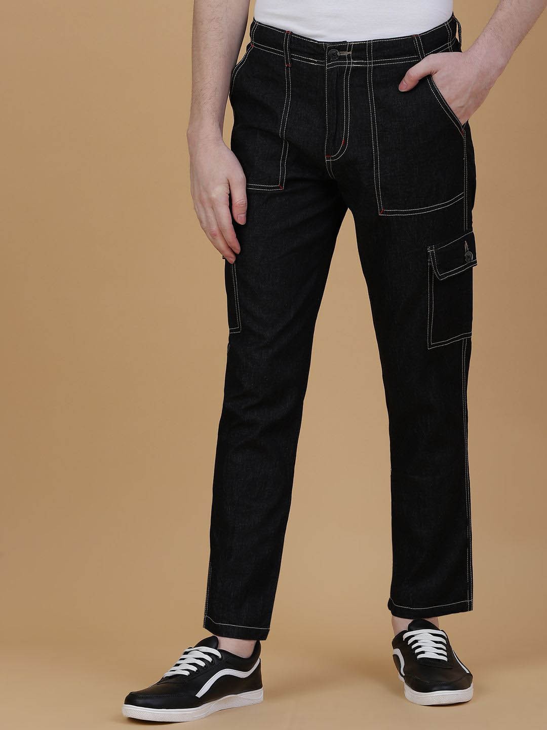 MANTICORE Men Cotton Regular Fit Cargo Jeans