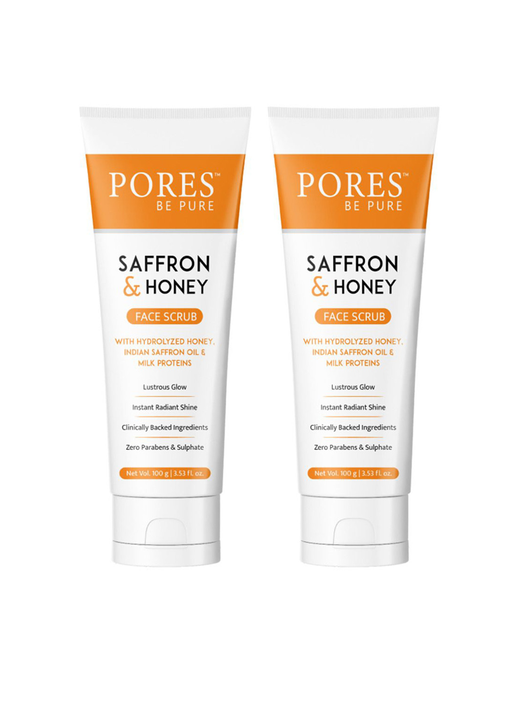PORES Be Pure Set of 2 Saffron & Honey Face Srub with Milk Proteins - 100 g each