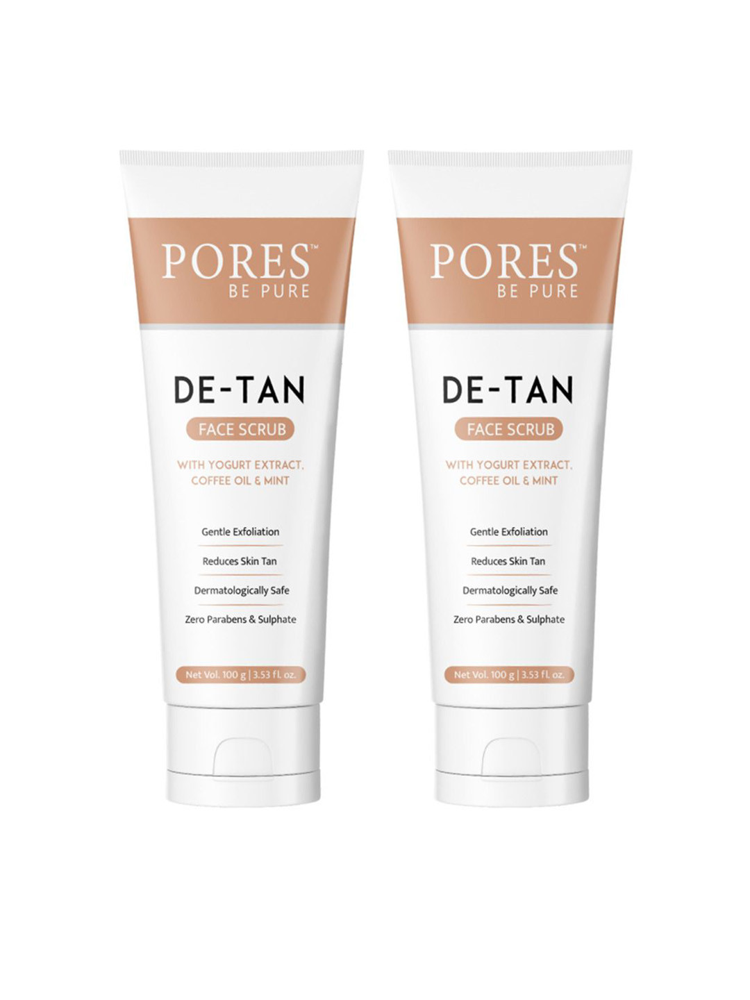 PORES Be Pure Set of 2 De-Tan Face Scrub with Yogurt & Coffee Oil - 100 g each