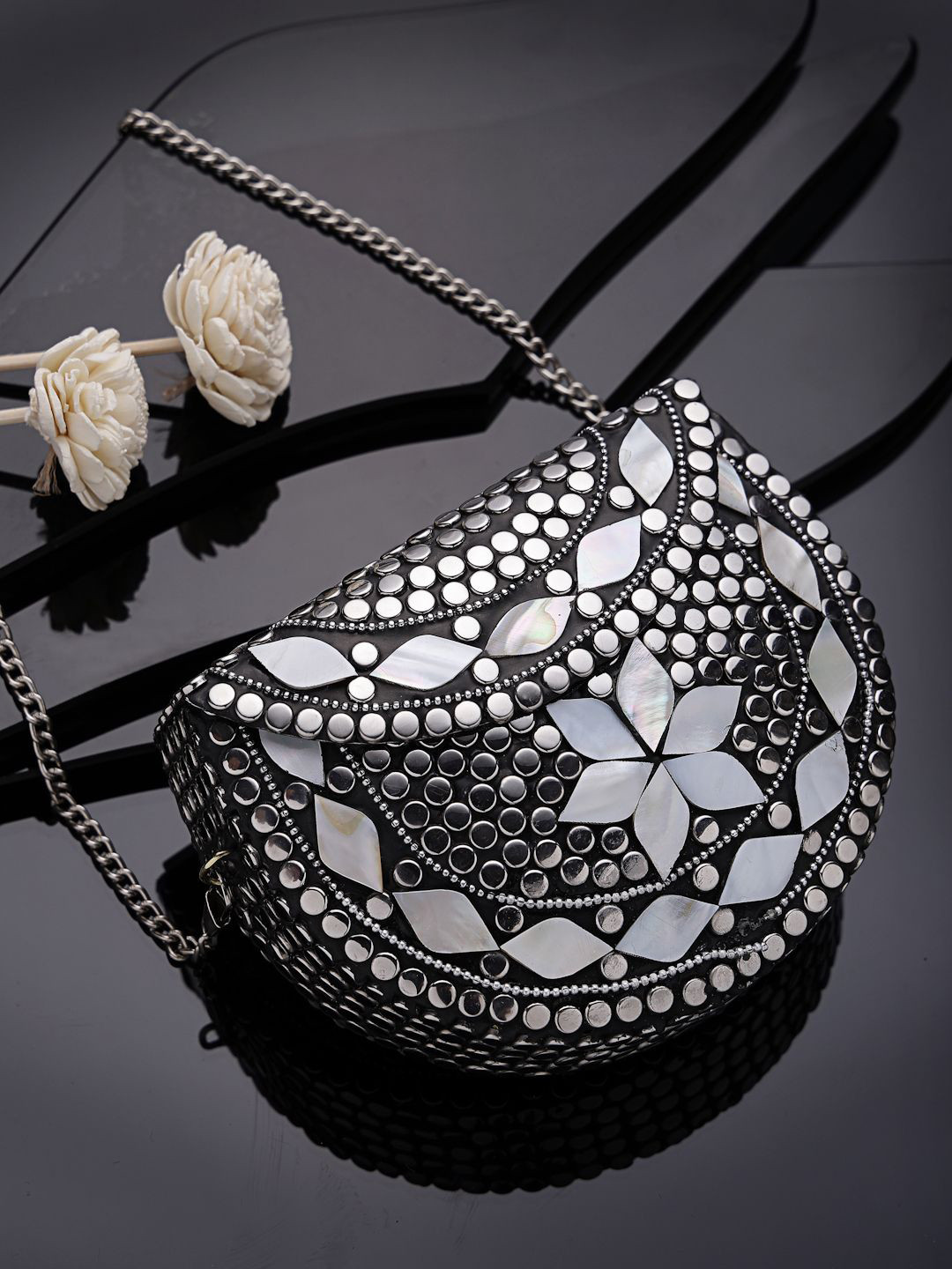 Anekaant Embellished Half Moon Clutch
