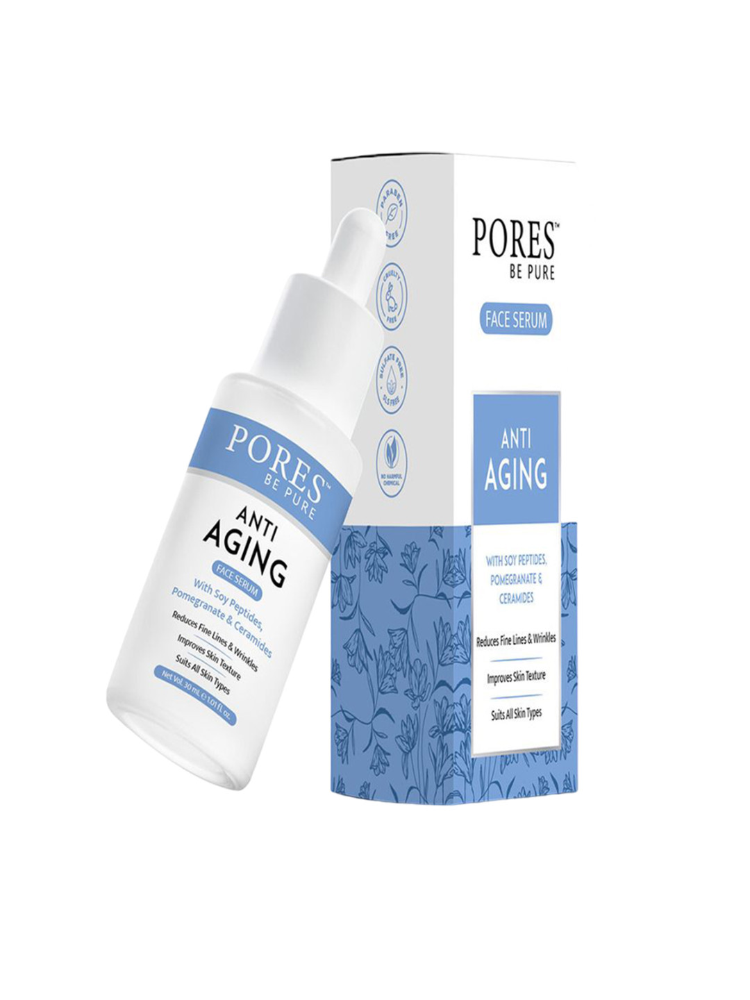PORES Be Pure Set Of 3 Anti Aging Face Serum Reduces Fine Lines With Ceramides-30ml Each