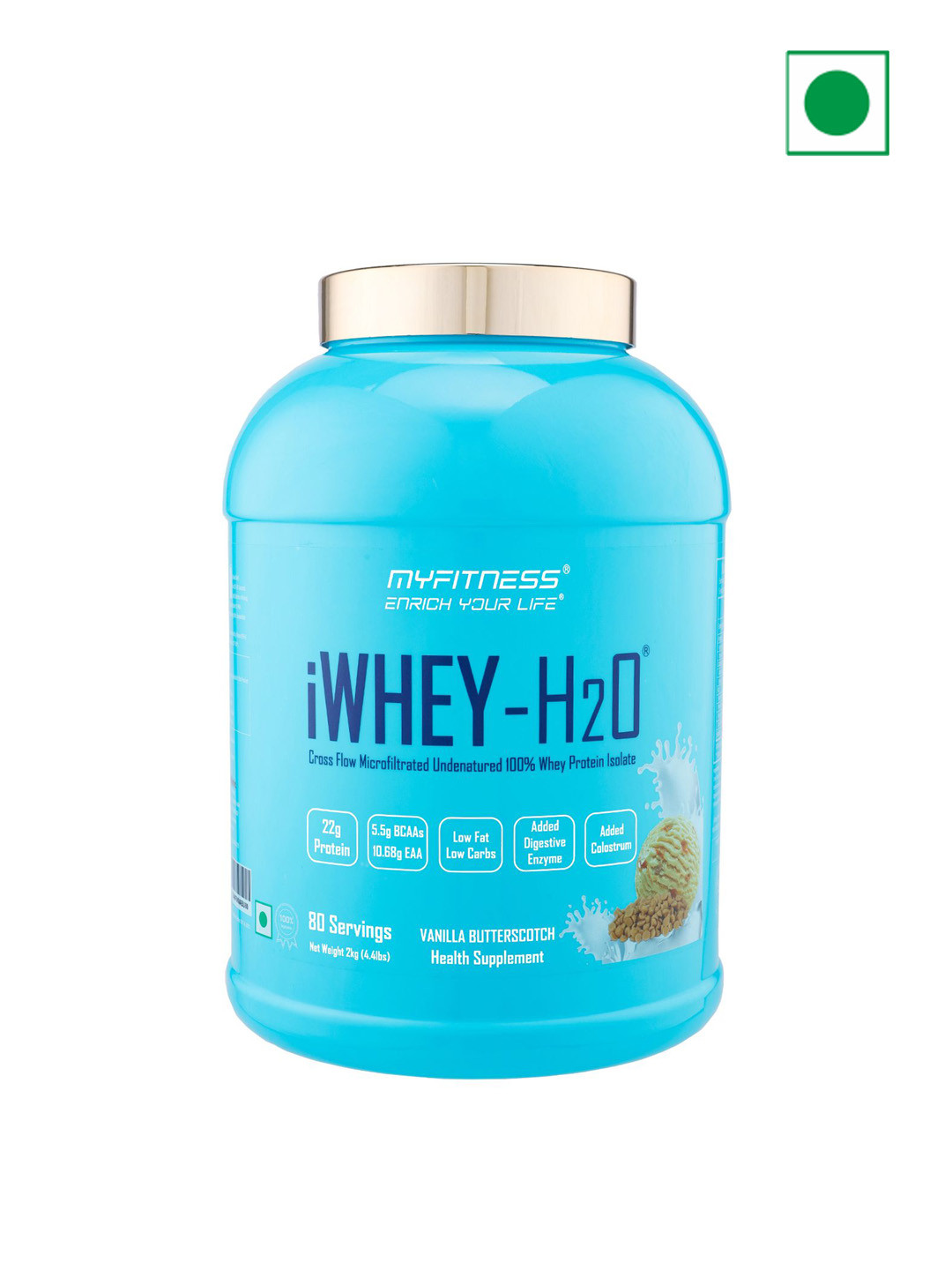 Myfitness iWhey H2O Whey Protein Powder Vanilla Butterscotch 2kg - 80 Servings