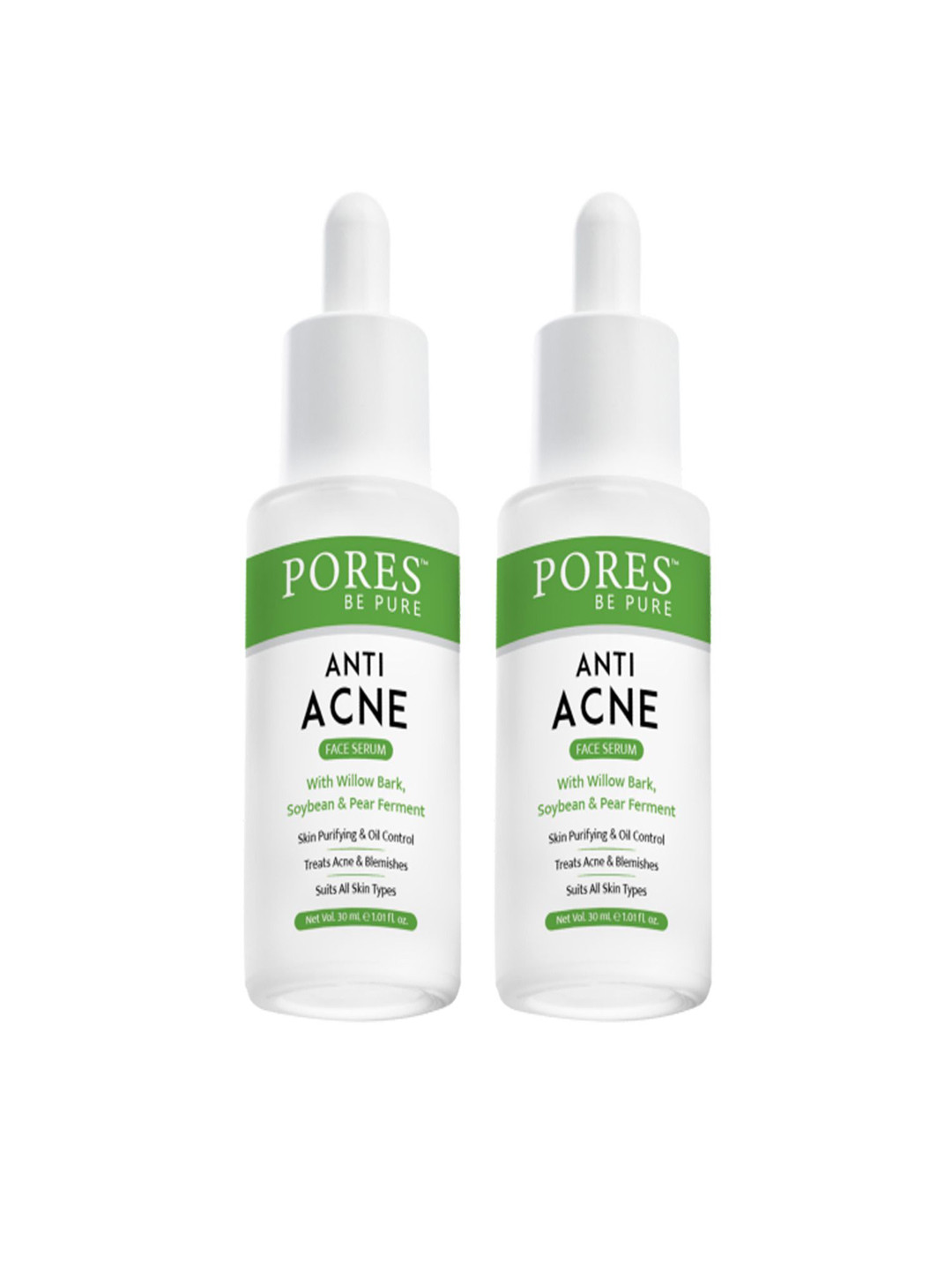 PORES Be Pure Set Of 2 Anti Acne Face Serum With Willow Bark-30ml Each