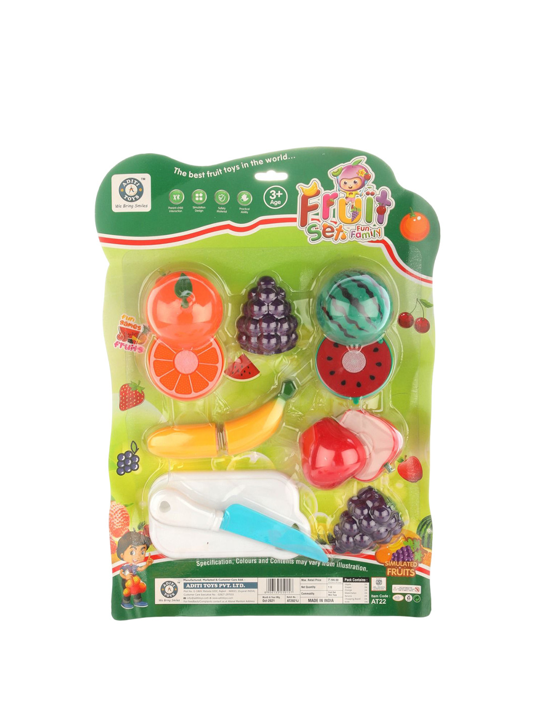 Aditi Toys Kids Fruit Cutting Set with Bag With Knife & Chopping Board