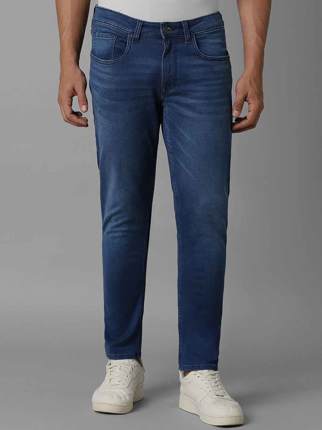 Louis Philippe Jeans Men Mid-Rise Flat-Front Slim Fit Light Fade Jeans