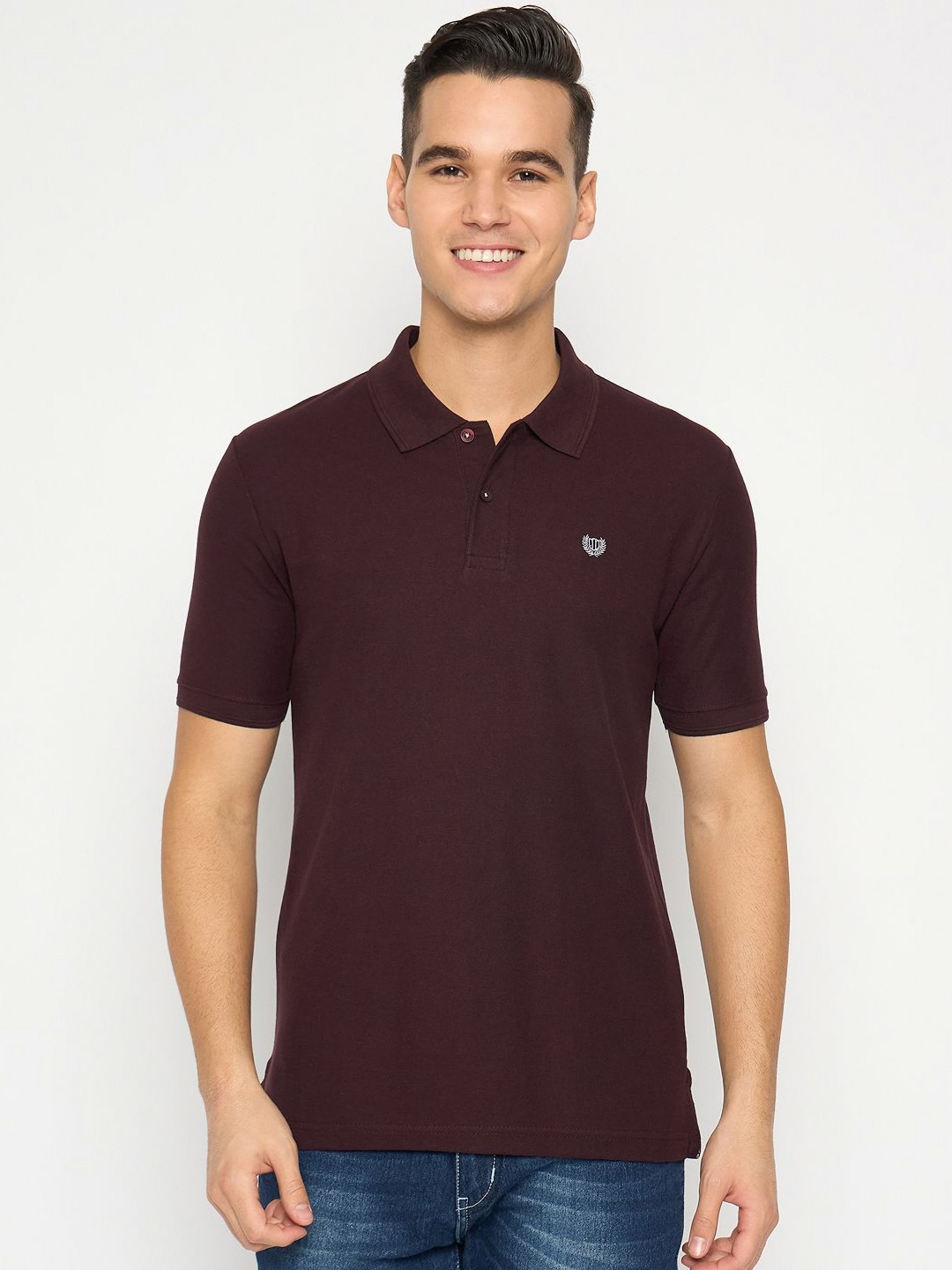 Duke Men Solid Polo Collar Cotton Slim Fit T-shirt