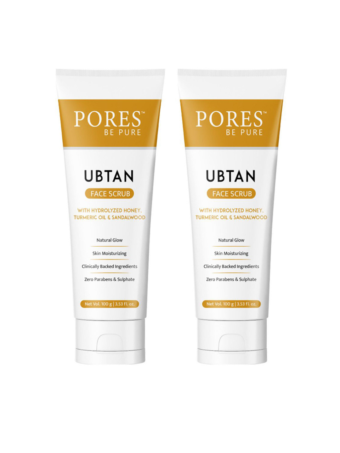 PORES Be Pure Set of 2 Ubtan Detan Face Scrub with Turmeric Oil & Sandalwood - 100 g each