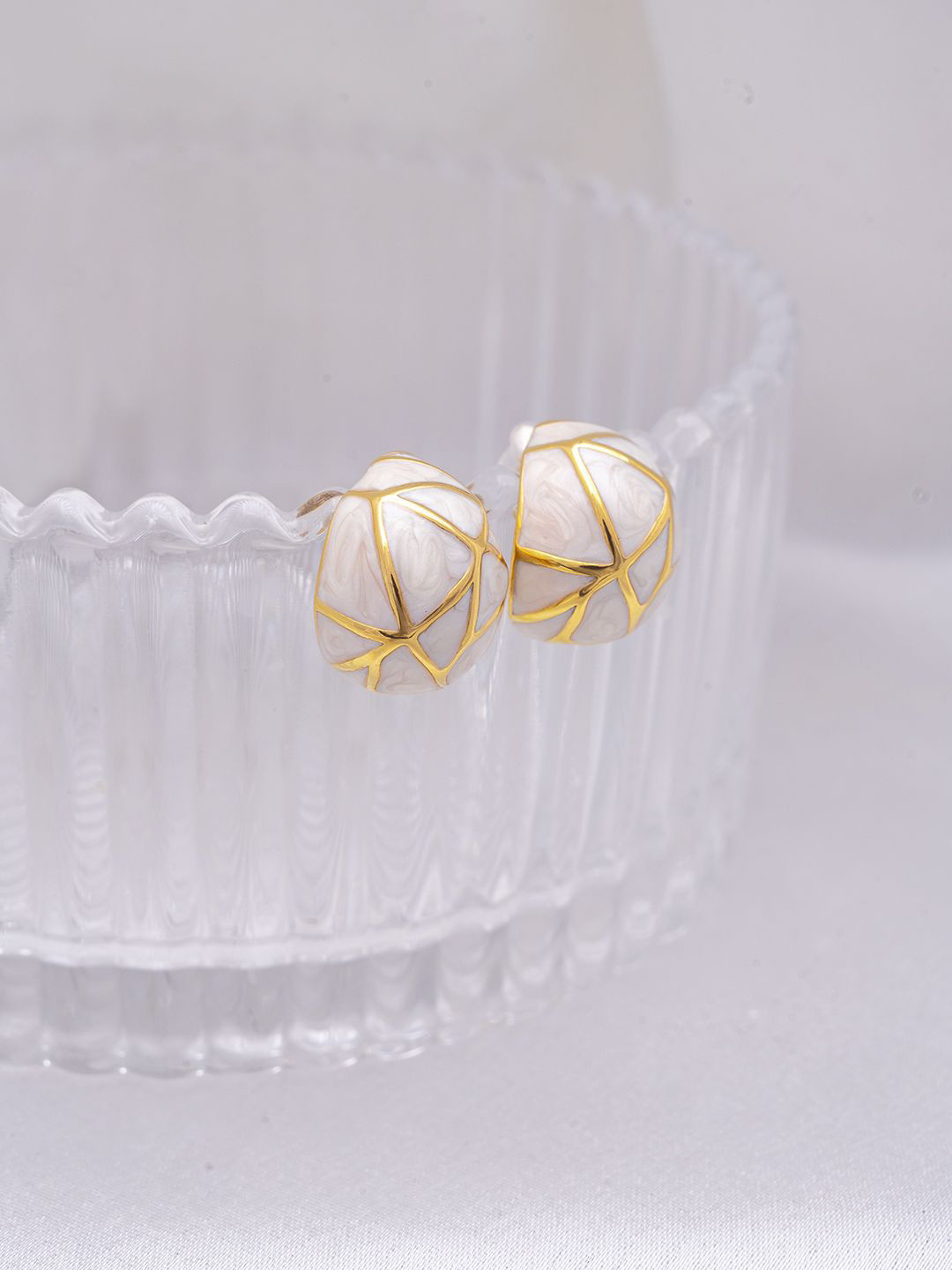 Perfectly Average 18K Gold Plated White enamel dome studs