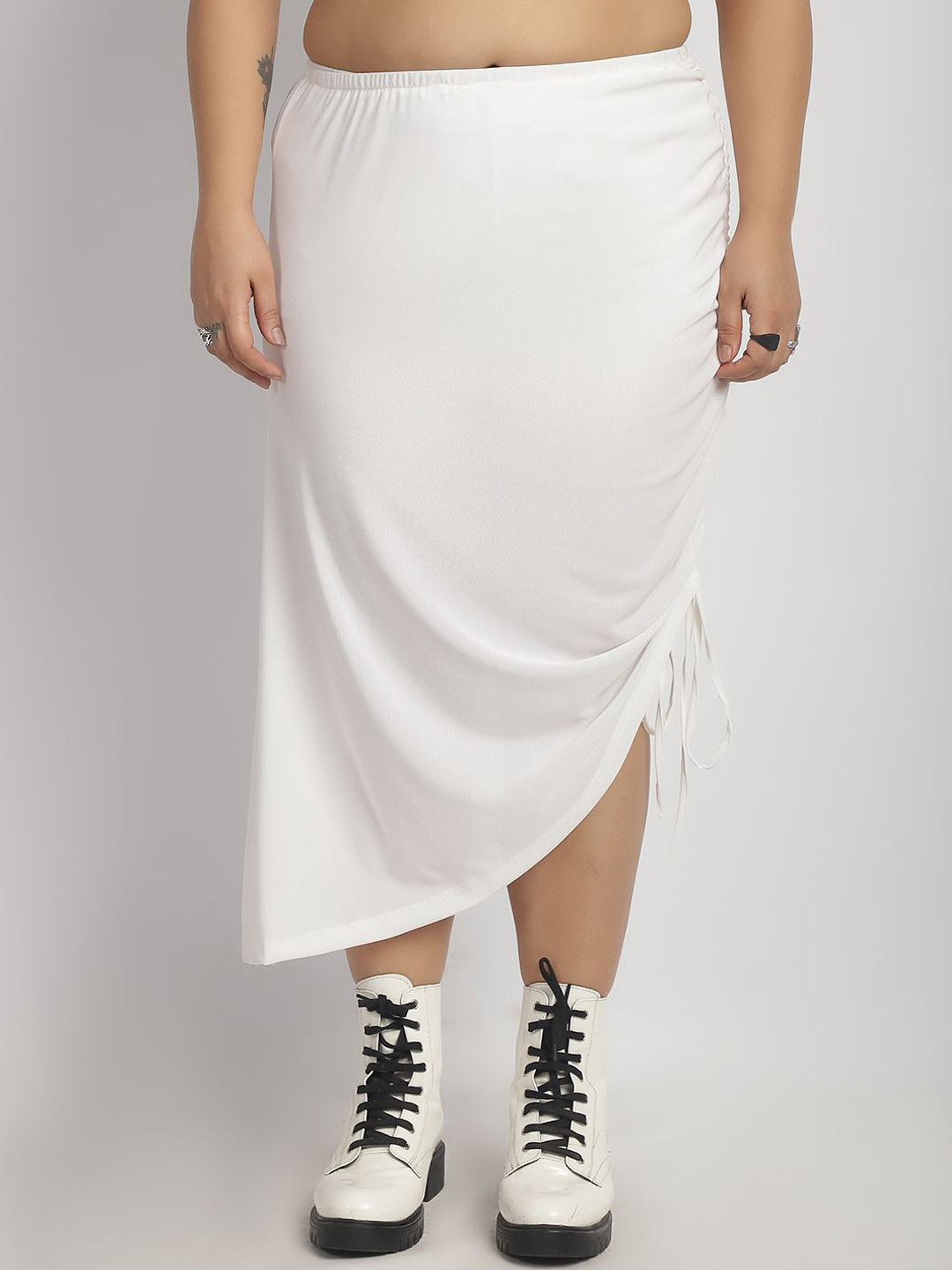 thkgrlz Women Wrap Style Plus Size Asymmetrical Midi Skirts