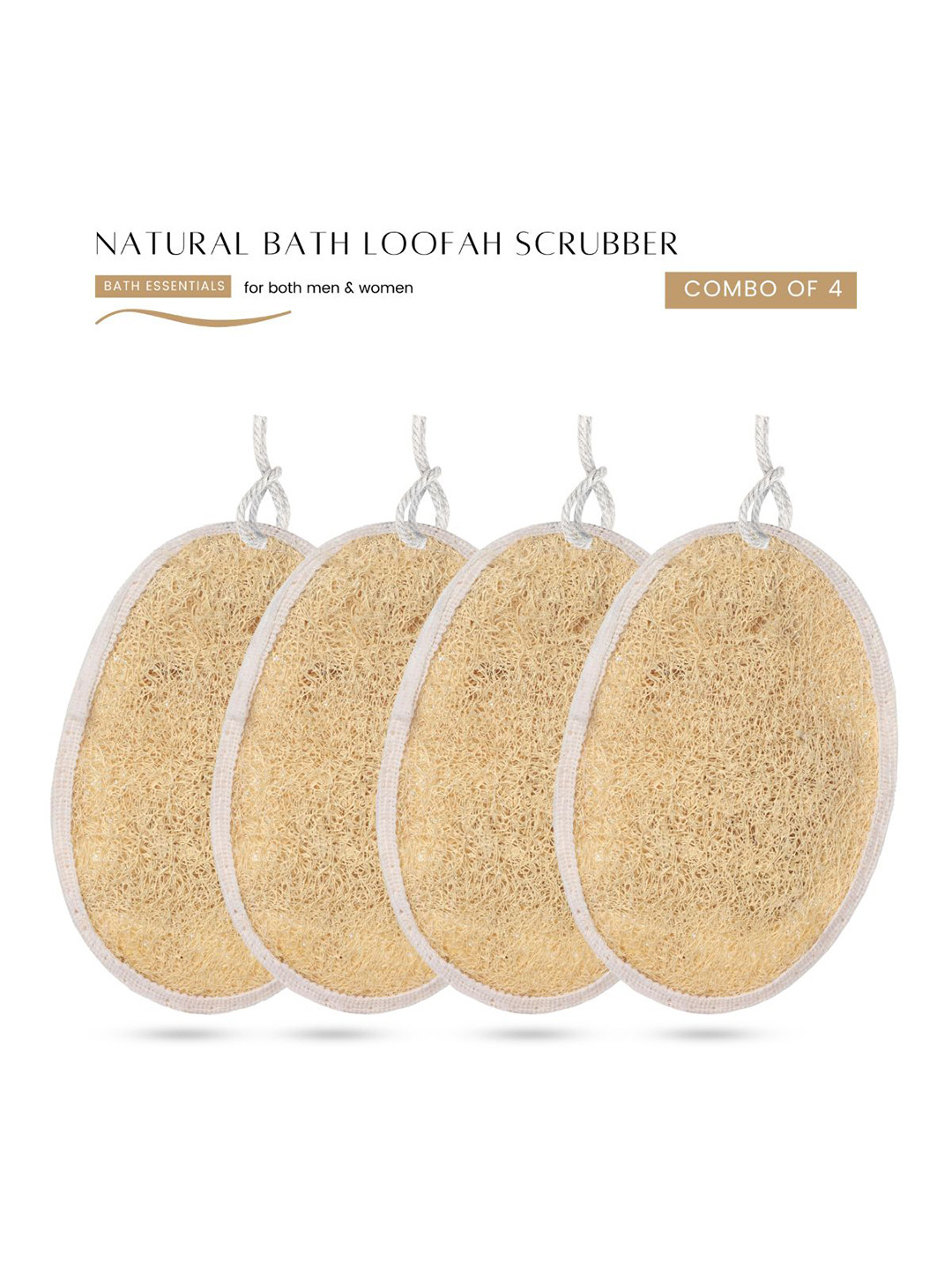 CareDone Set Of 4-Pcs Natural Body Scrubber Loofah