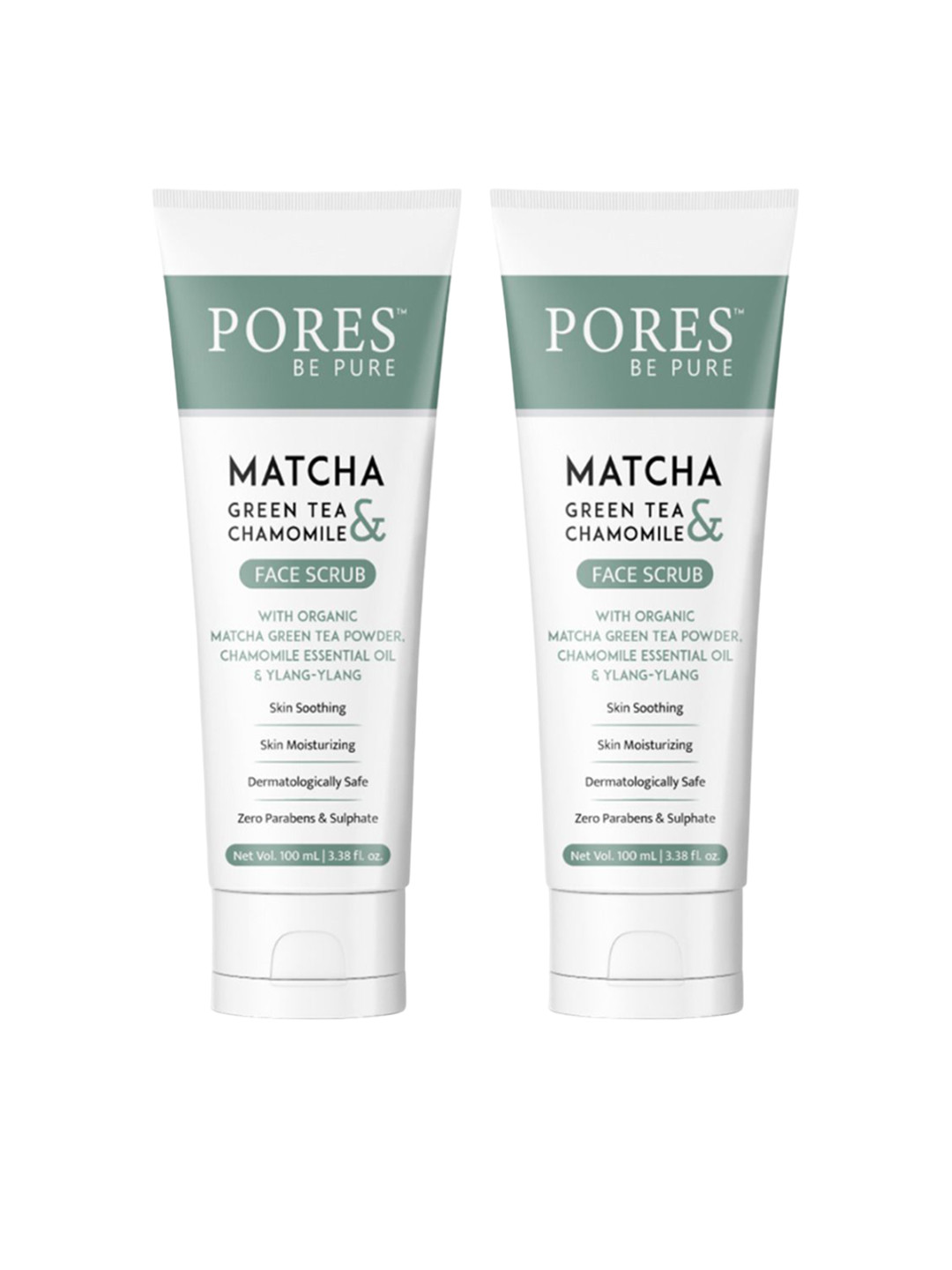 PORES Be Pure Set of 2 Matcha Green Tea & Chamomile Gel Face Scrub - 100 ml each