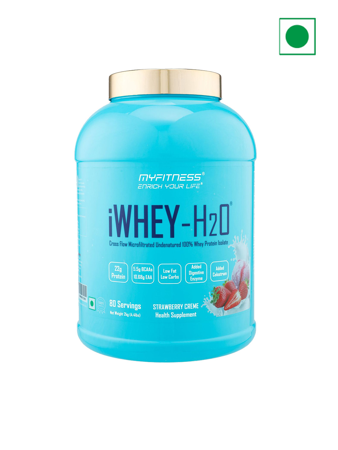 Myfitness iWhey H2O Whey Protein Powder Strawberry Creme 2kg - 80 Servings