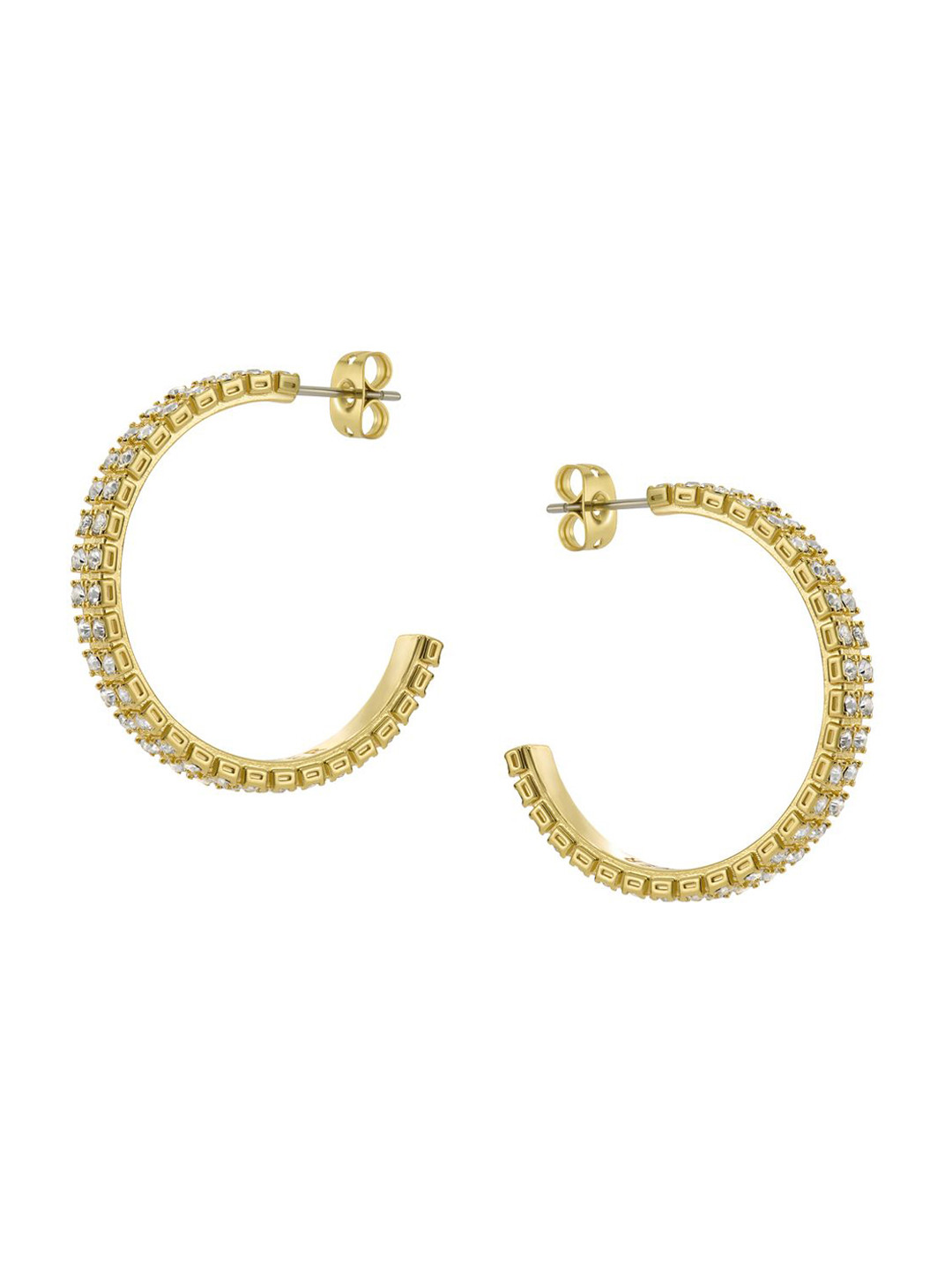 Ted Baker Mellia Medium Double Crystal Studded Gold-Plated Half Hoop Earrings