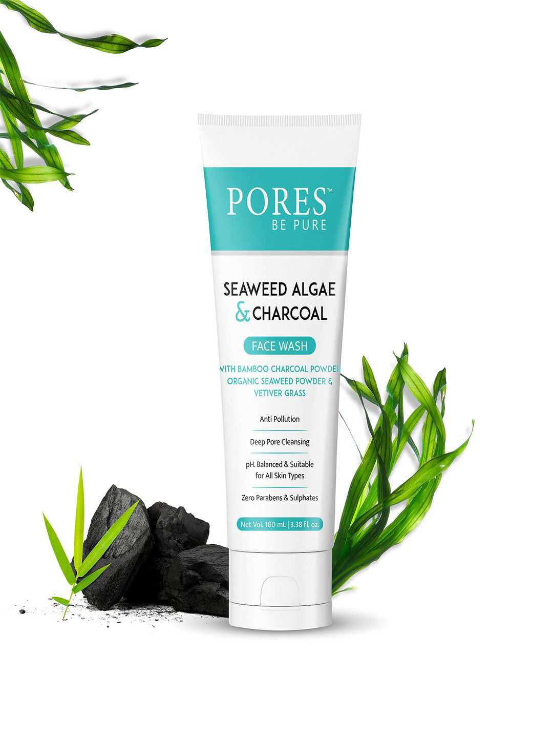 PORES Be Pure Set Of 3 Seaweed Algae & Charcoal Face Wash - 100ml Each