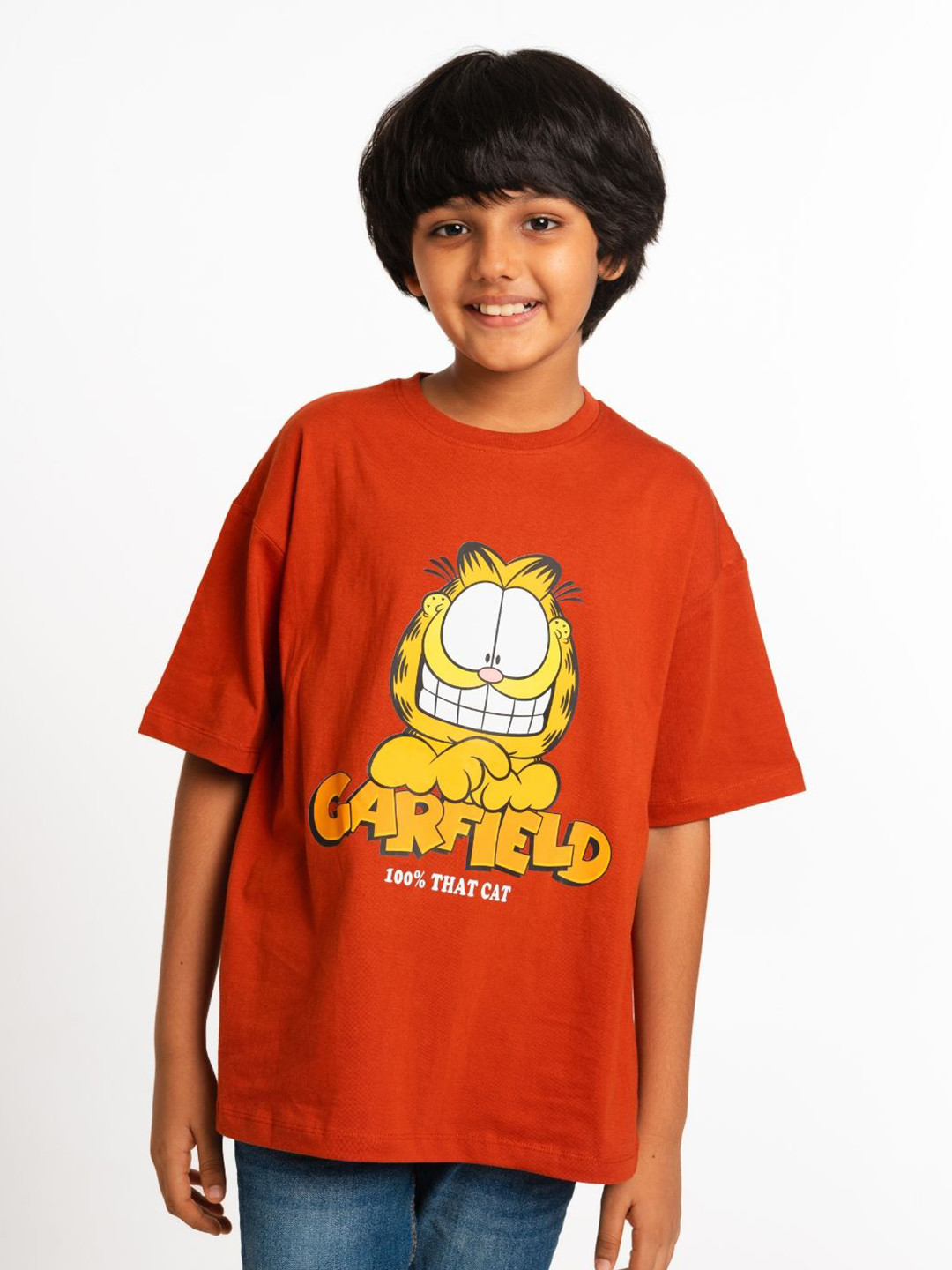 Nap Chief Kids Unisex Garfield Printed Round Neck Cotton T-shirt