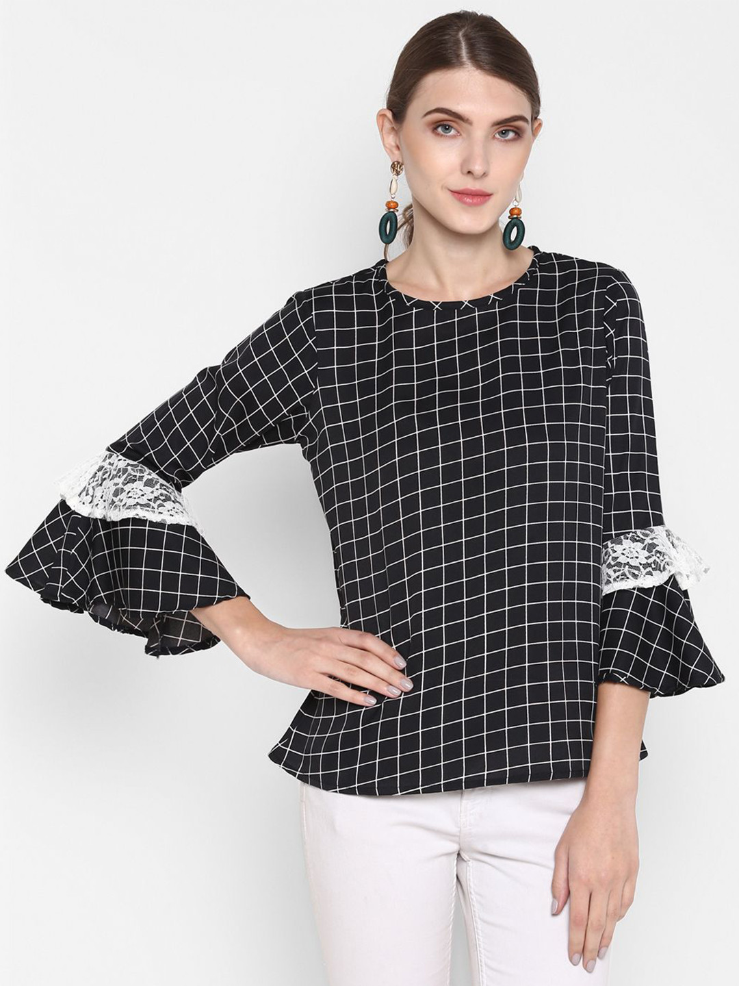 Indietoga Women Checkered Crepe Top