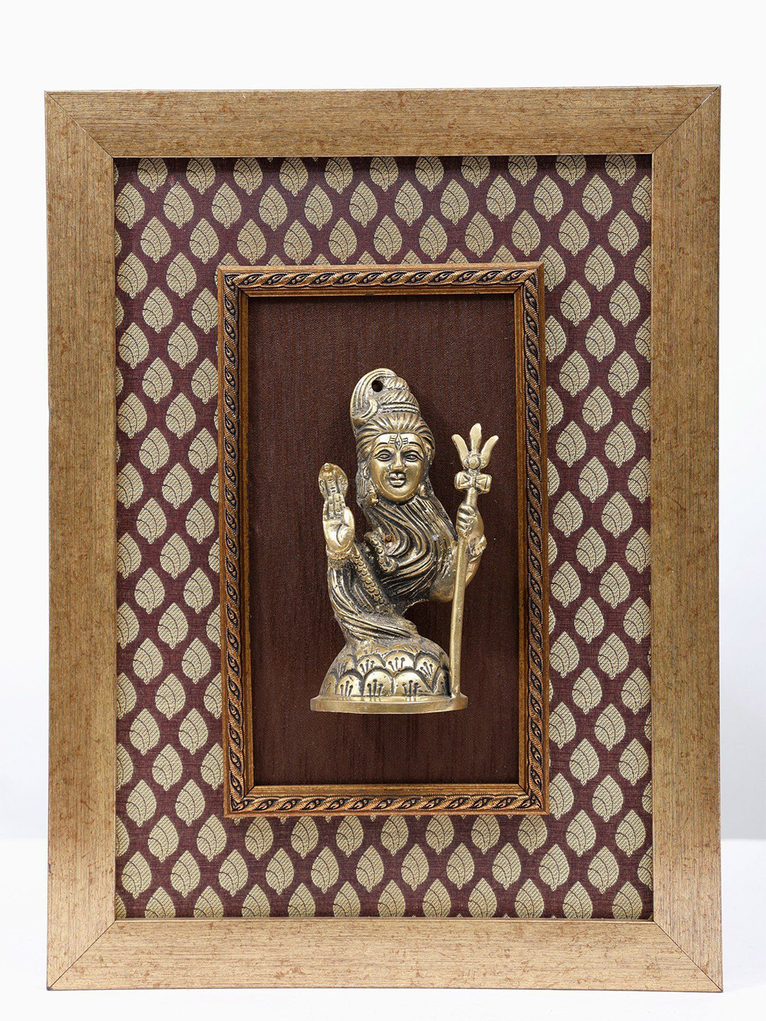 Exotic India Blessing Lord Shiva Brass Ethnic Motifs Antique Spiritual Wall Decor-16In