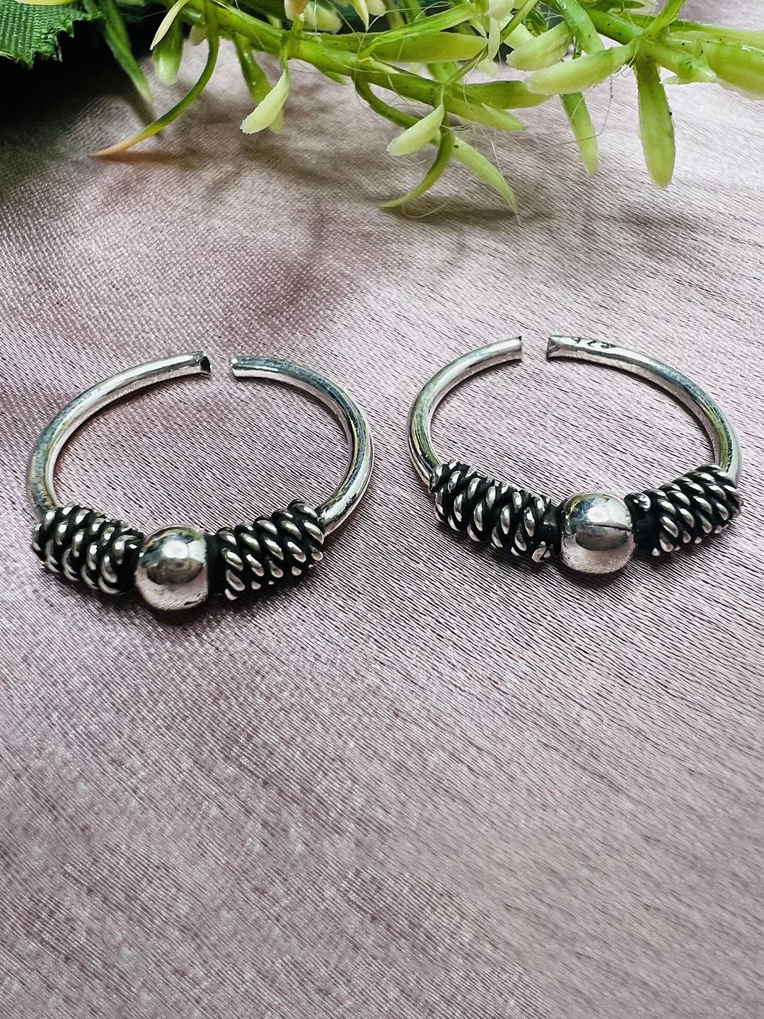 Arte Jewels 925 Sterling Silver Textured Toe Rings