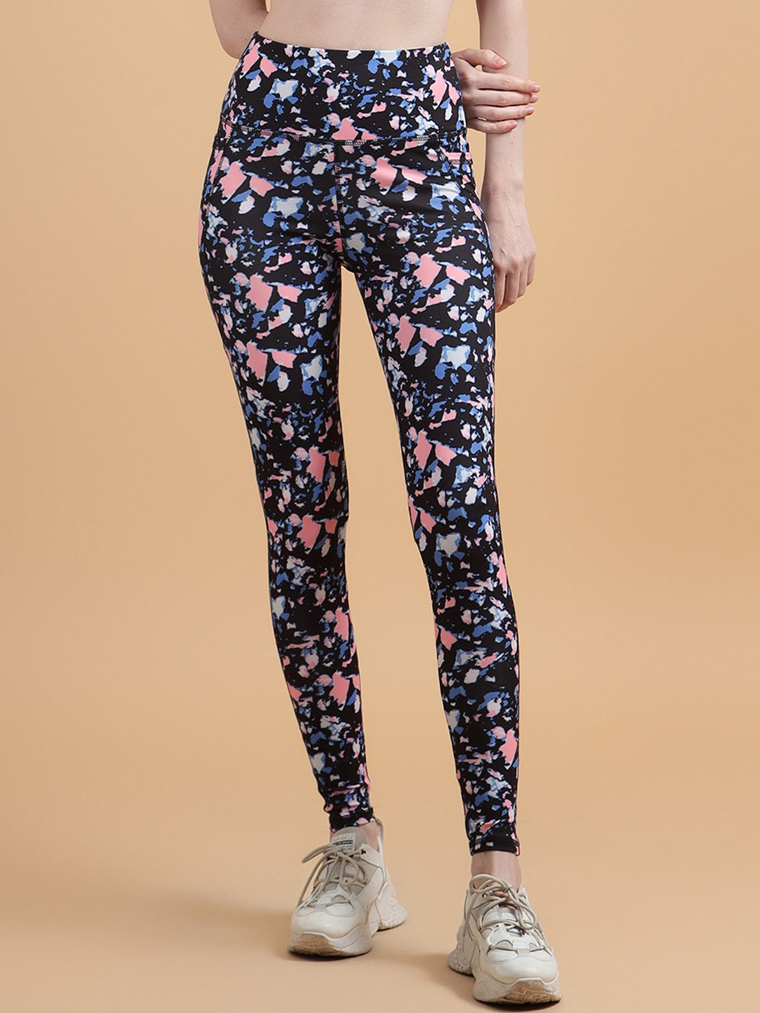 COSVOS Women Printed High Waist Ankle-Length Sports Tights