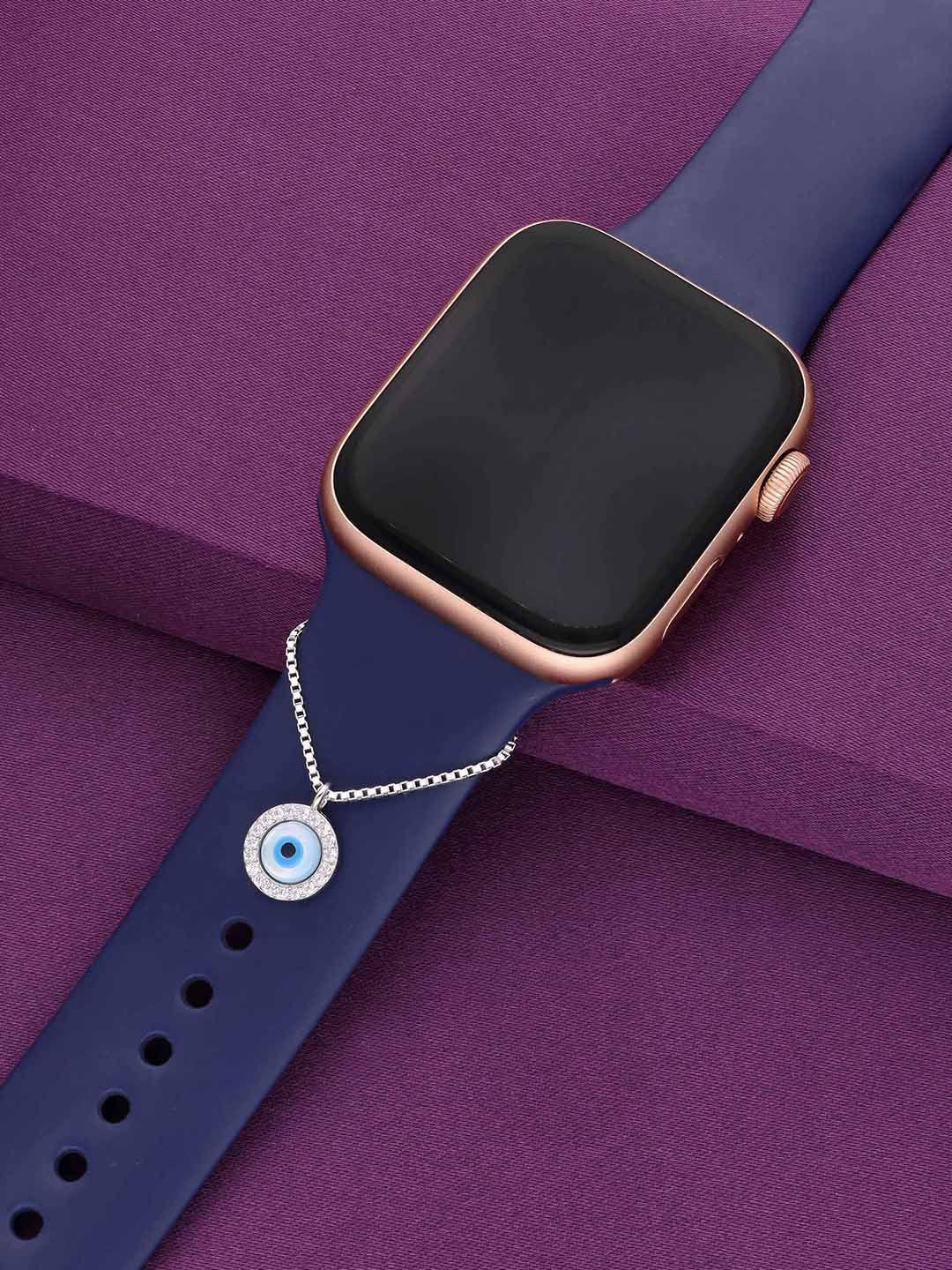 KAI JEWEL Embellished 92.5 Sterling Silver Stone Studded Evil Eye Watch Charm