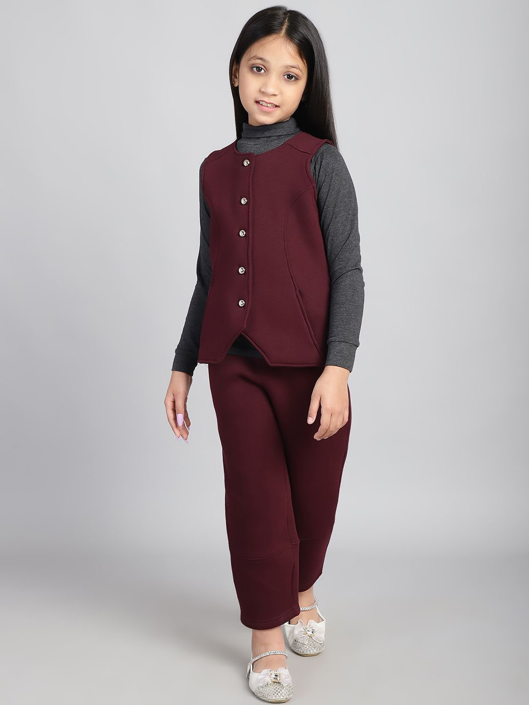 Baawri Girls Round Neck Coat With Trousers