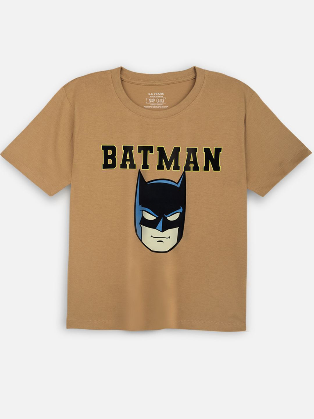 Nap Chief Kids Unisex Batman Graphic Printed Round Neck Pure Cotton T-shirt