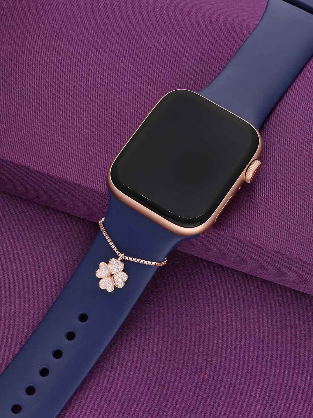 KAI JEWEL Embellished 92.5 Sterling Silver Stone Studded Clover Watch Charm