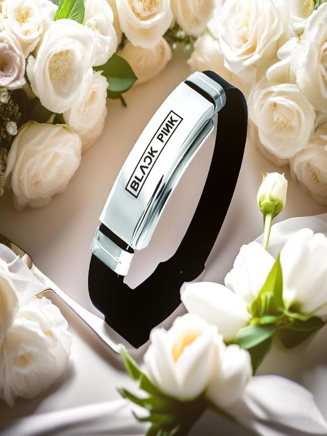 UNIVERSITY TRENDZ Korean Signature in Black Pink Leather Wraparound Bracelet