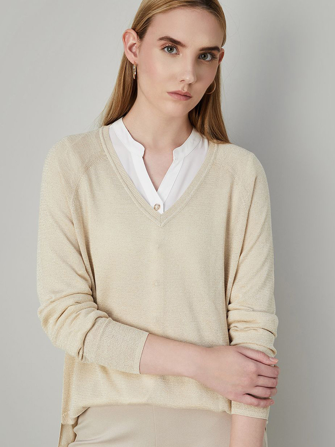 CODE by Lifestyle Mandarin Collar Shirt Style Top