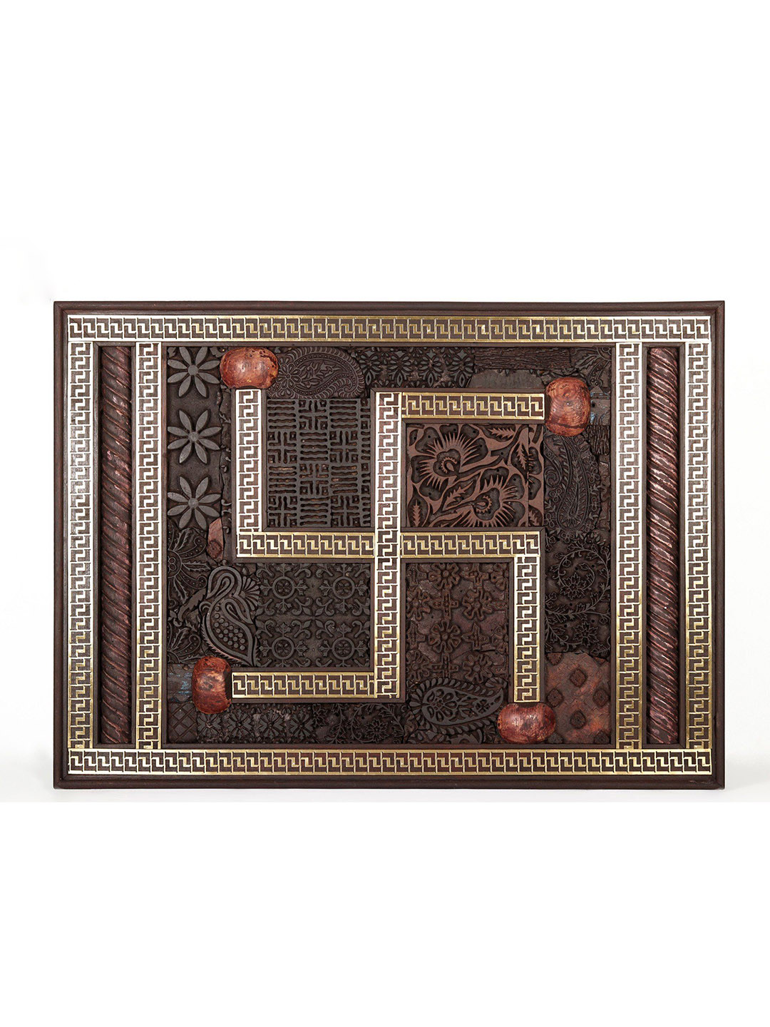 Exotic India Swastik Wood Matte Hanging Hall Spiritual Wall Decor-23.6In